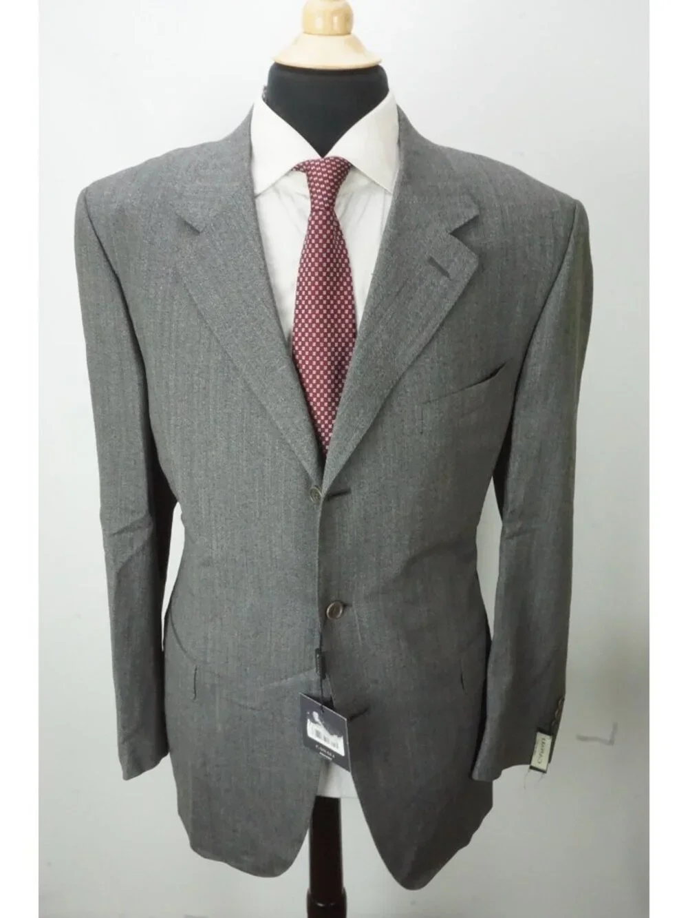 Canali Gray Herringbone Wool 2 Pc Suit Jacket Pants Sz 48R US 58 EU NEW